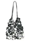 RABANNE SILVER SPARKLE DISCS LARGE SHOULDER BAG