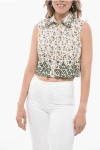 RABANNE SLEEVELESS CROPPED FIT SHIRT WITH SANGALLO DETAIL