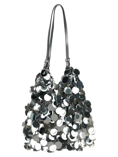 Paco Rabanne Sparkle Discs Large Shoulder Bags In Silver