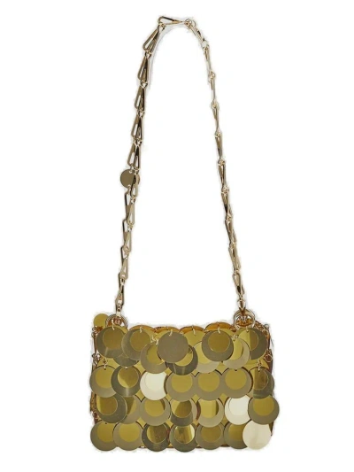 Paco Rabanne Sparkle Discs Open Top Shoulder Bag In Gold