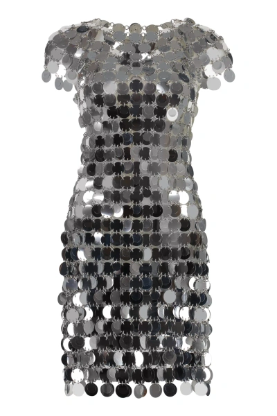 Paco Rabanne Sparkles Mini Dress In Silver