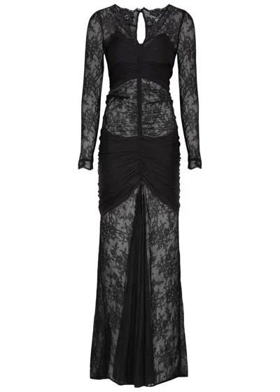 Paco Rabanne Stretch-jersey And Lace Maxi Dress In Black