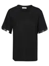 Rabanne Black T-shirt With Sequins On Bottom Sleeve In Black