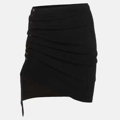 Pre-owned Paco Rabbane Paco Rabanne Black Jersey Ruched Asymmetric Mini Skirt S