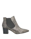 Pacomena By Menbur Woman Ankle Boots Platinum Size 11 Textile Fibers In Grey