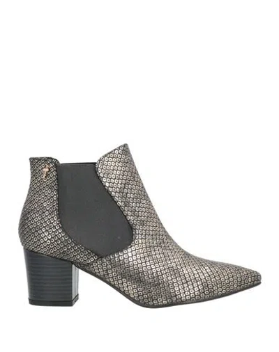 Pacomena By Menbur Woman Ankle Boots Platinum Size 11 Textile Fibers In Grey