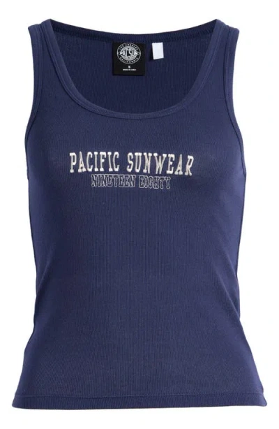 Pacsun 1980 Socal Embroidered Logo Rib Tank In Navy