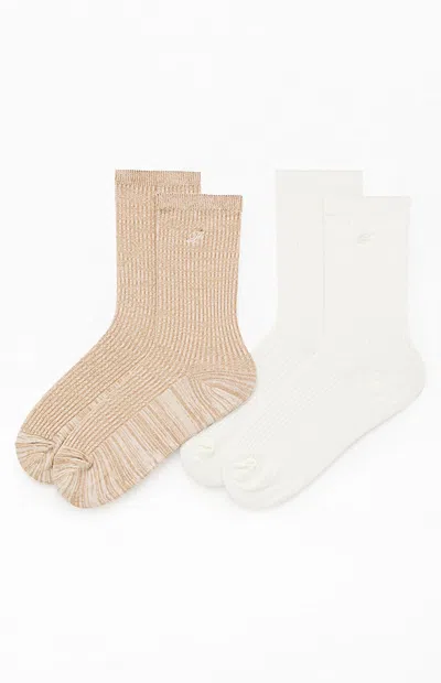 Pacsun 2 Pack Marled Crew Socks In Beige In Brown