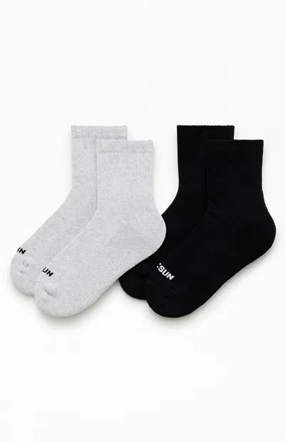 Pacsun 2-pack Quarter Crew Socks In Black/gray