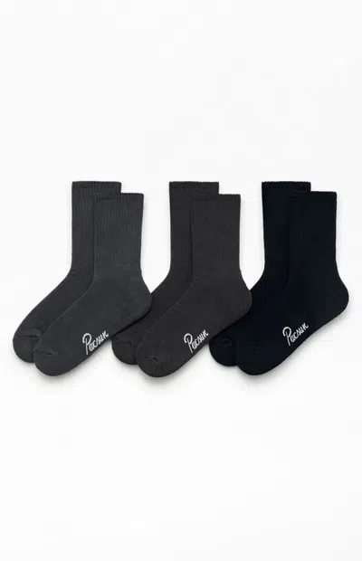 Pacsun 3 Pack Gray Crew Socks In Black