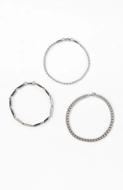 Pacsun 3 Pack Silver Bracelets In Metallic