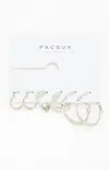 Pacsun 3 Pack Silver Textured Hoop Earrings In Pattern