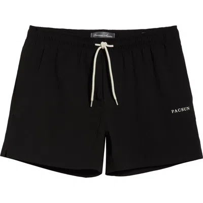 Pacsun 4.5-inch Seersucker Swim Trunks In Black