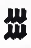 Pacsun 6 Pack Basic Crew Socks In Black In Black