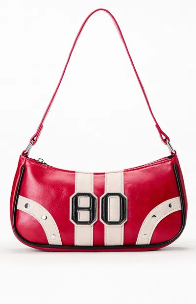 Pacsun 80 Varsity Faux Leather Shoulder Bag In Red