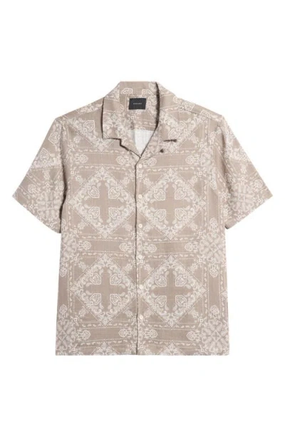 Pacsun Adrian Paisley Cotton Camp Shirt In Gray
