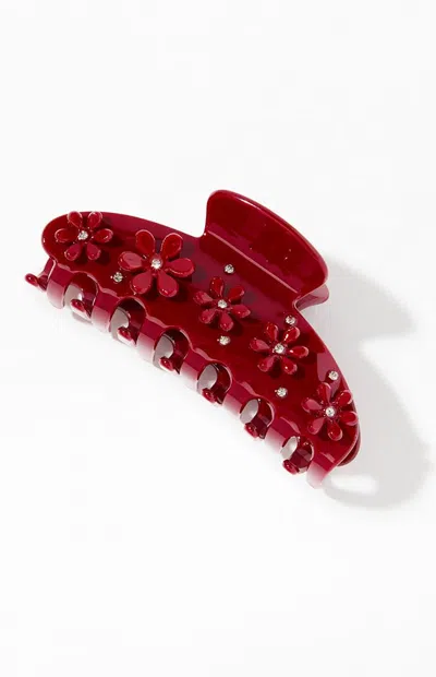 Pacsun Allie Floral Hair Claw Clip In Red