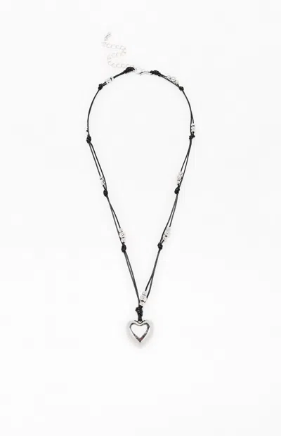 Pacsun Anna Heart Pendant Necklace In Silver In Metallic
