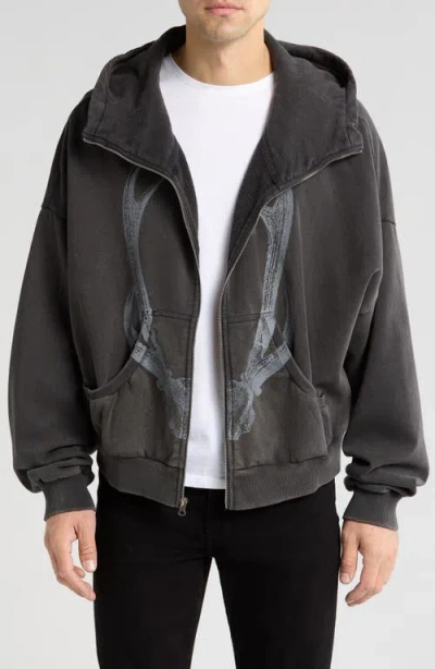 Pacsun Antler Graphic Zip Hoodie In Black