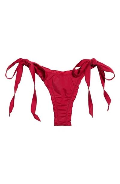 Pacsun Aquamarine Merrow Side Tie Bikini Bottoms In Red
