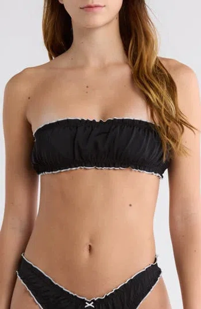 Pacsun Arriety Shirred Bandeau Bikini Top In Gray