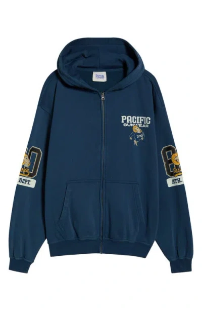 Pacsun Athletic Department Cotton Zip Hoodie In Blue