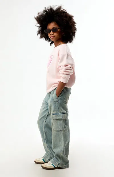 Pacsun Baggy Jeans Cargo Light Blue Tint In Medium Indigo