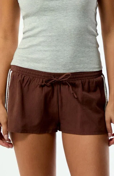Pacsun Bekah Pull-on Low Rise Cotton Blend Shorts In Brown