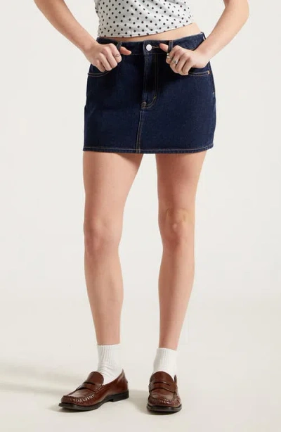 Pacsun Bella Mid Rise Denim Miniskirt In Blue