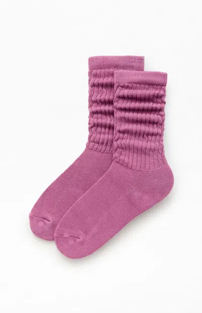 Pacsun Berry Slouchy Crew Socks In Purple