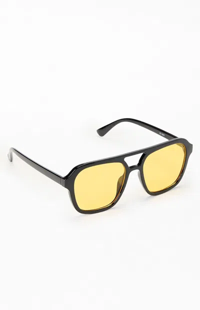 Pacsun Black & Yellow Parker Aviator Sunglasses In Black/yellow