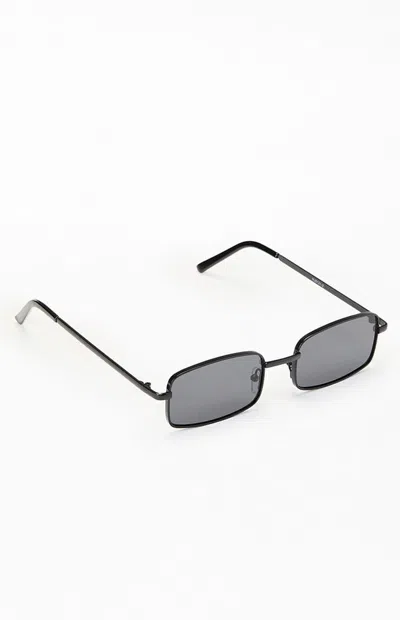 Pacsun Black Metal Rectangle Sunglasses In Orange