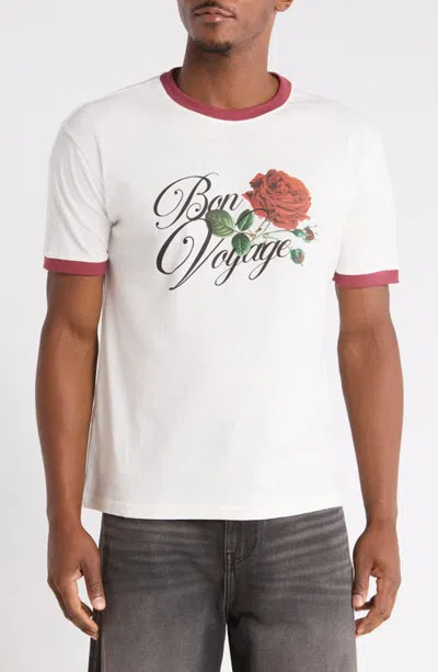 Pacsun Bon Voyage Graphic Ringer T-shirt In White