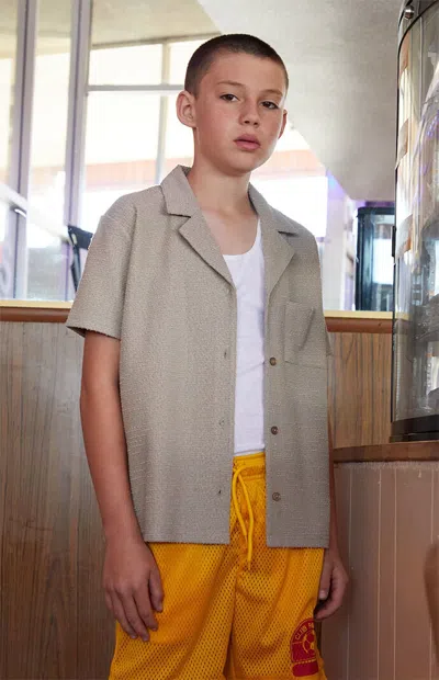 Pacsun Boucle Camp Shirt In Sage In Gray