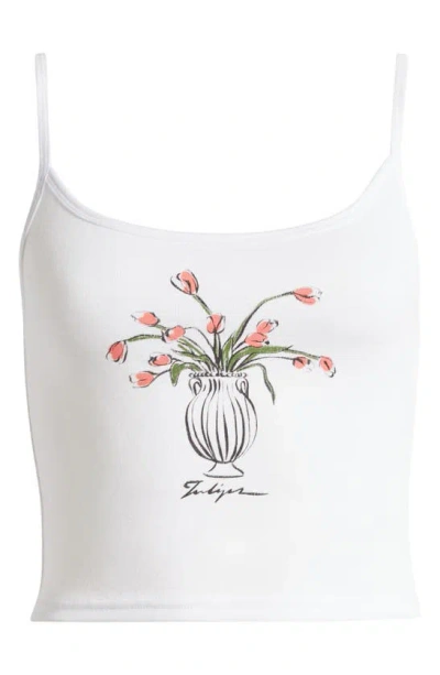 Pacsun Bouquet Crop Camisole In Bright White