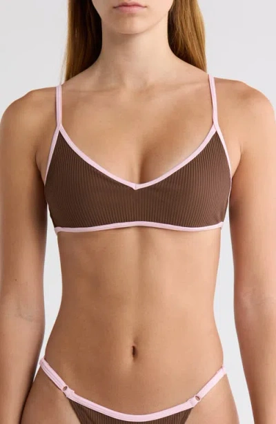 Pacsun Bree Rib Bikini Top In Brown