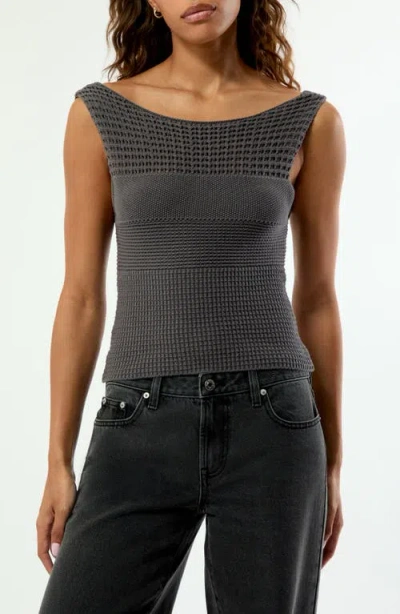 Pacsun Brielle Open Knit Tank Top In Gray