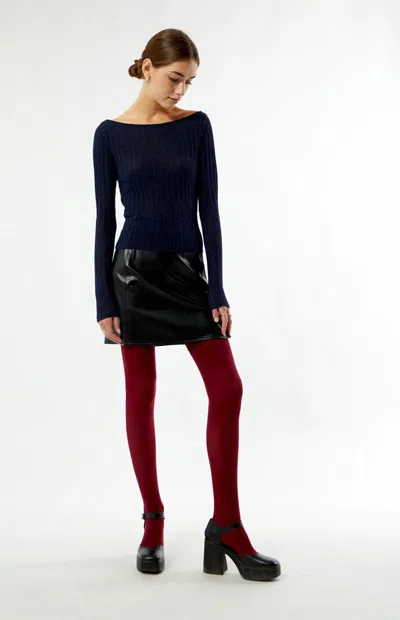 Pacsun Burgundy Solid Color Tights In Red