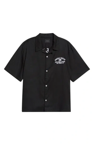 Pacsun Buster Short Sleeve Button-up Camp Shirt In Black