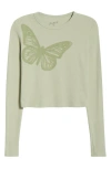 Pacsun Butterfly Long Sleeve Cotton Graphic T-shirt In Green
