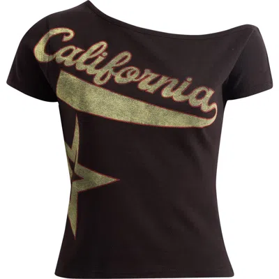 Pacsun California Star One-shoulder Top In Black