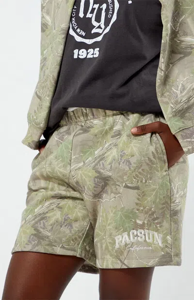 Pacsun Camo Embroidered Sweat Shorts In Camouflage In Green