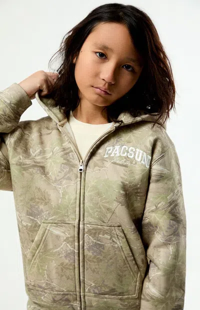 Pacsun Camo Full Zip Hoodie In Camouflage In Green