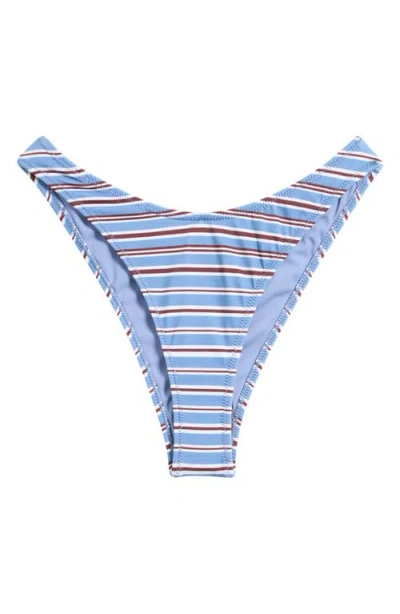 Pacsun Candace Stripe High Waist Bikini Bottoms In Blue
