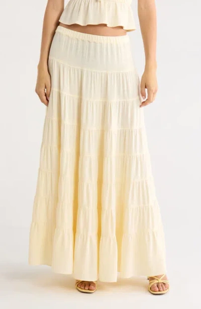 Pacsun Carrie Tiered Maxi Skirt In Neutral