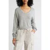 Pacsun Cassandra Crop V-neck Sweater In Heather Gray
