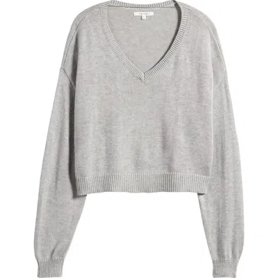 Pacsun Cassandra Crop V-neck Sweater In Heather Gray