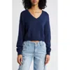 Pacsun Cassandra V-neck Cropped Sweater In Navy