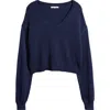 Pacsun Cassandra V-neck Cropped Sweater In Navy