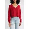 Pacsun Cassandra Crop V-neck Sweater In Red